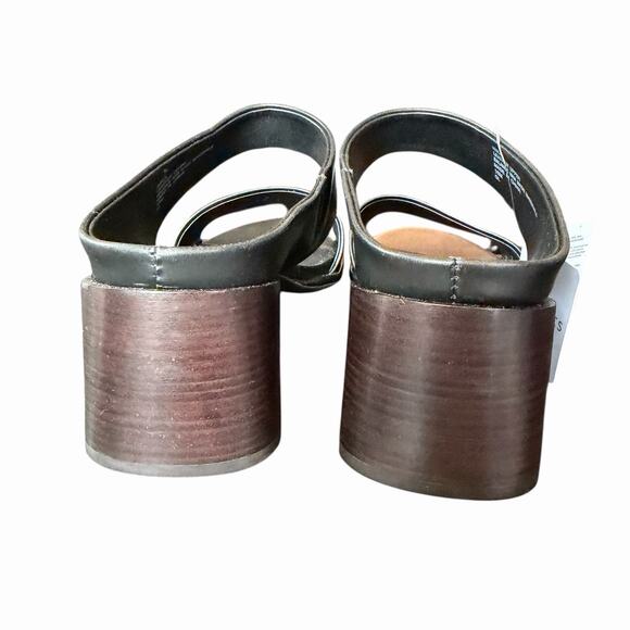 Aerosoles 10 Nika Comfort Sandals Slip On Block Thick Heel Black Leather - Picture 10 of 10